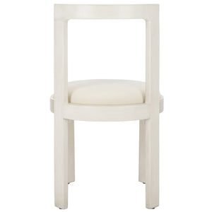 Safavieh Estes Round Dining Chair White Rubber Wood DCH8802B-SET2