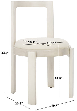Safavieh Estes Round Dining Chair White Rubber Wood DCH8802B-SET2