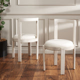 Safavieh Estes Round Dining Chair White Rubber Wood DCH8802B-SET2