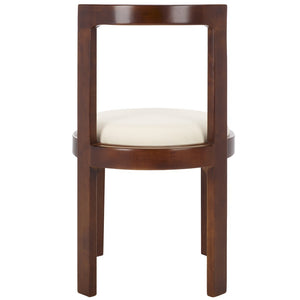 Safavieh Estes Round Dining Chair Walnut / White Rubber Wood DCH8802C-SET2