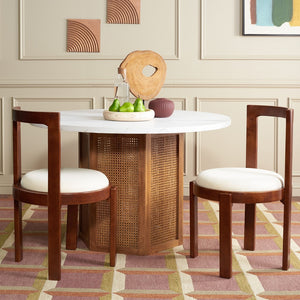 Safavieh Estes Round Dining Chair Walnut / White Rubber Wood DCH8802C-SET2