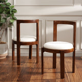 Safavieh Estes Round Dining Chair Walnut / White Rubber Wood DCH8802C-SET2