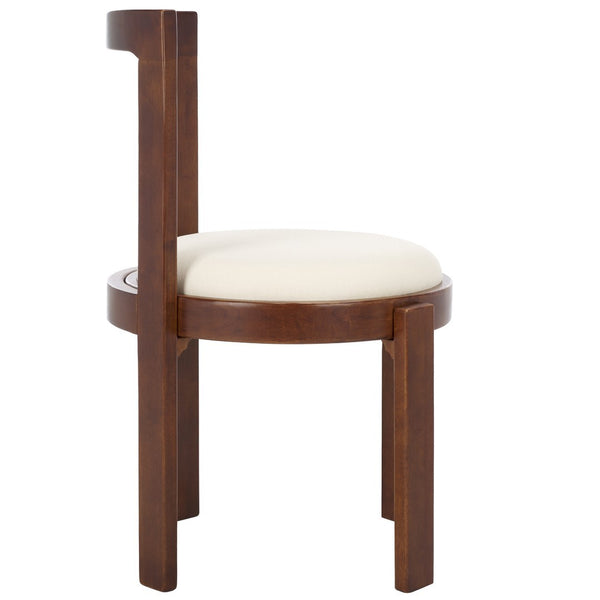 Safavieh Estes Round Dining Chair Walnut / White Rubber Wood DCH8802C-SET2
