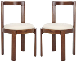 Safavieh Estes Round Dining Chair - Set of 2 Walnut / White DCH8802C-SET2