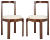 Safavieh Estes Round Dining Chair - Set of 2 Walnut / White DCH8802C-SET2