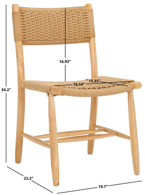 Safavieh HYLOS Coastal-Inspired Rope Dining Chair - Light Blonde Solid Wood Frame with Handwoven Detail DCH8803A-SET2