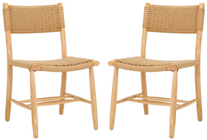 Safavieh HYLOS Coastal-Inspired Rope Dining Chair - Light Blonde Solid Wood Frame with Handwoven Detail DCH8803A-SET2
