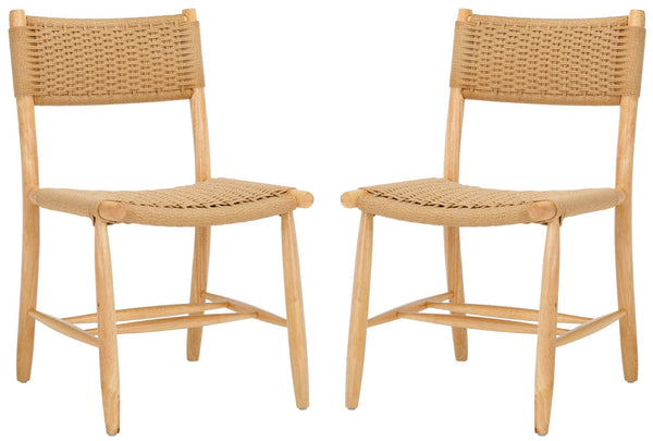 Safavieh HYLOS Coastal-Inspired Rope Dining Chair - Light Blonde Solid Wood Frame with Handwoven Detail DCH8803A-SET2