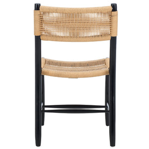 Safavieh MASHA Rope Dining Chair Set of 2 - Natural Woven Design with Black Wooden Frame for Modern Dining DCH8804A-SET2