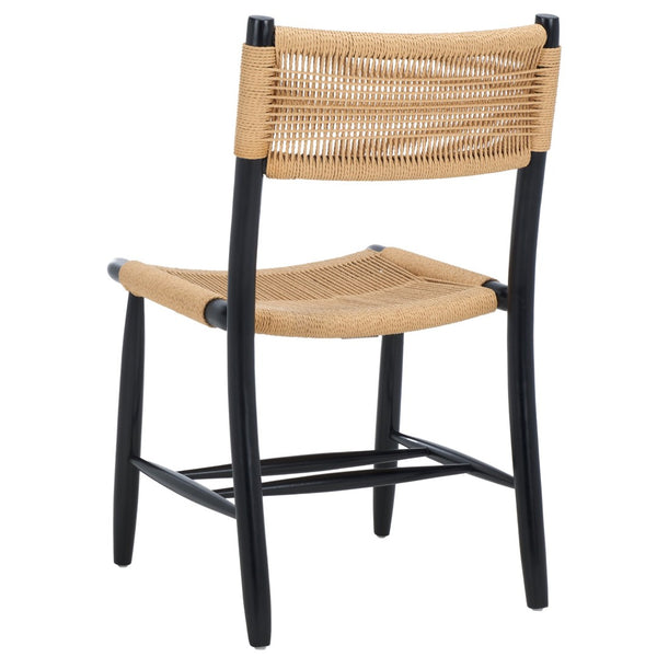 Safavieh MASHA Rope Dining Chair Set of 2 - Natural Woven Design with Black Wooden Frame for Modern Dining DCH8804A-SET2