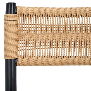 Safavieh MASHA Rope Dining Chair Set of 2 - Natural Woven Design with Black Wooden Frame for Modern Dining DCH8804A-SET2