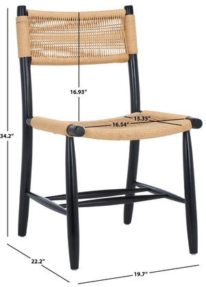 Safavieh MASHA Rope Dining Chair Set of 2 - Natural Woven Design with Black Wooden Frame for Modern Dining DCH8804A-SET2