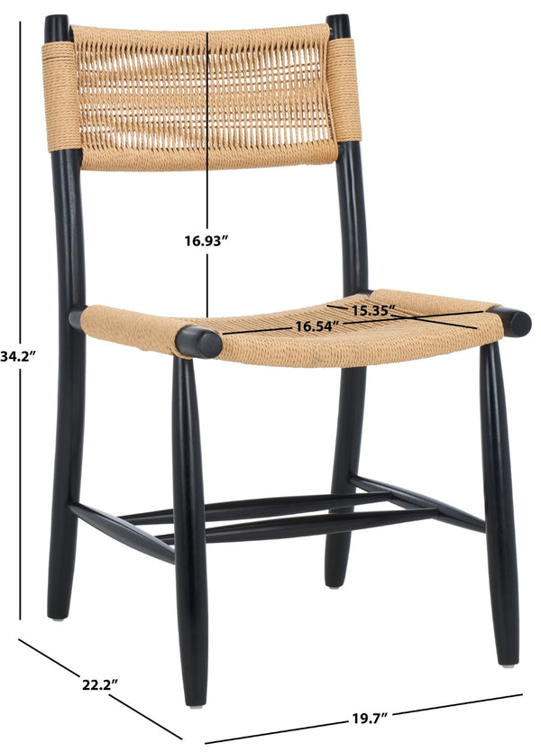 Safavieh MASHA Rope Dining Chair Set of 2 - Natural Woven Design with Black Wooden Frame for Modern Dining DCH8804A-SET2