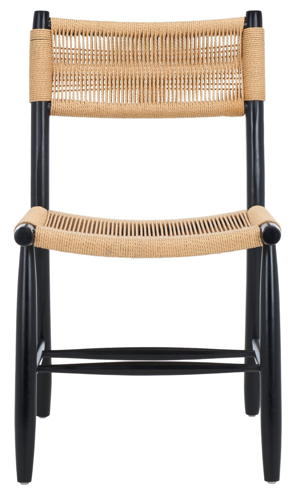 Safavieh MASHA Rope Dining Chair Set of 2 - Natural Woven Design with Black Wooden Frame for Modern Dining DCH8804A-SET2