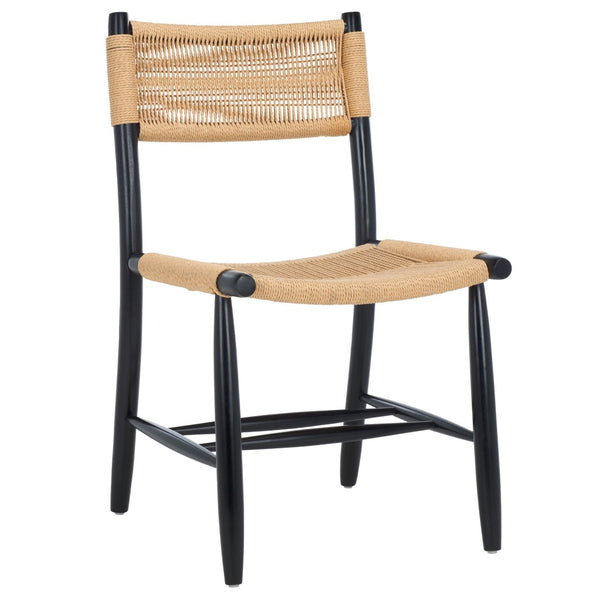 Safavieh MASHA Rope Dining Chair Set of 2 - Natural Woven Design with Black Wooden Frame for Modern Dining DCH8804A-SET2