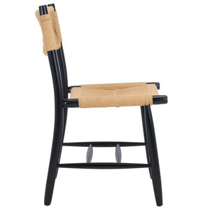 Safavieh MASHA Rope Dining Chair Set of 2 - Natural Woven Design with Black Wooden Frame for Modern Dining DCH8804A-SET2