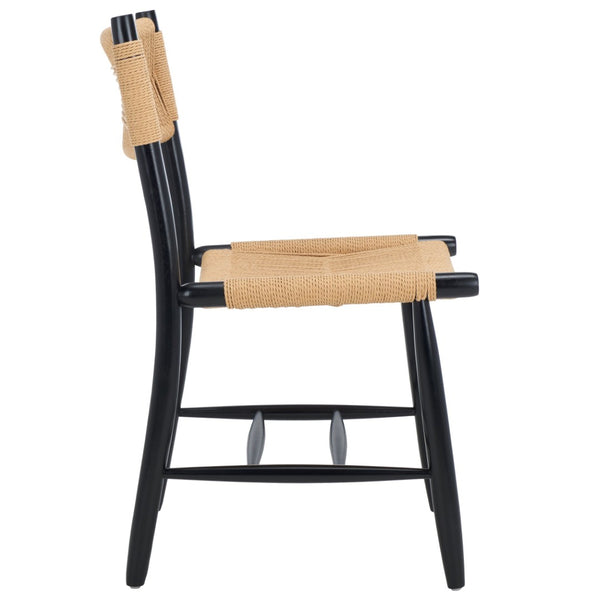 Safavieh MASHA Rope Dining Chair Set of 2 - Natural Woven Design with Black Wooden Frame for Modern Dining DCH8804A-SET2