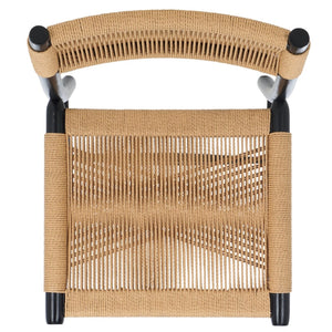 Safavieh MASHA Rope Dining Chair Set of 2 - Natural Woven Design with Black Wooden Frame for Modern Dining DCH8804A-SET2