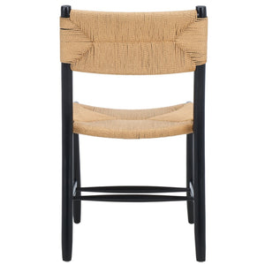 Safavieh FLORYN Rope Dining Chair - Natural Woven Seat, Black Solid Wood Frame, Modern Comfort & Style DCH8805A-SET2
