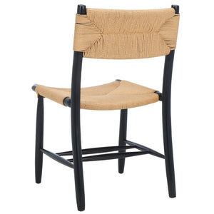 Safavieh FLORYN Rope Dining Chair - Natural Woven Seat, Black Solid Wood Frame, Modern Comfort & Style DCH8805A-SET2