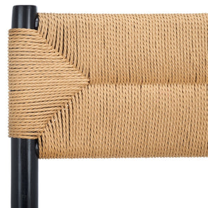 Safavieh FLORYN Rope Dining Chair - Natural Woven Seat, Black Solid Wood Frame, Modern Comfort & Style DCH8805A-SET2