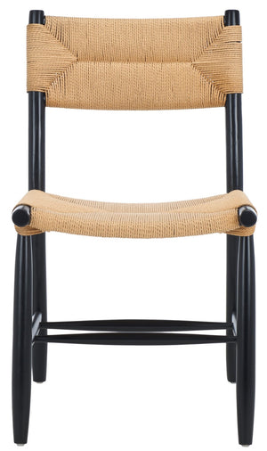 Safavieh FLORYN Rope Dining Chair - Natural Woven Seat, Black Solid Wood Frame, Modern Comfort & Style DCH8805A-SET2