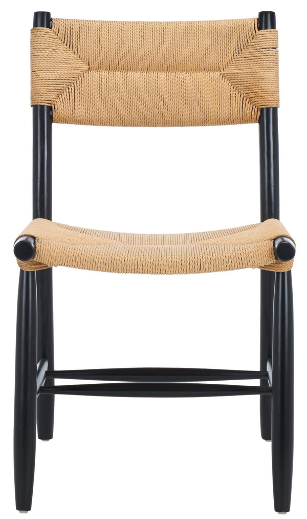 Safavieh FLORYN Rope Dining Chair - Natural Woven Seat, Black Solid Wood Frame, Modern Comfort & Style DCH8805A-SET2
