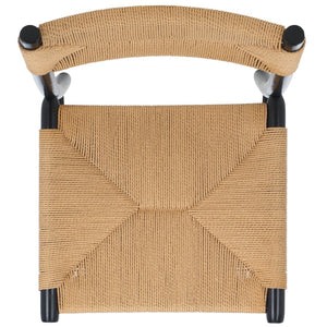 Safavieh FLORYN Rope Dining Chair - Natural Woven Seat, Black Solid Wood Frame, Modern Comfort & Style DCH8805A-SET2