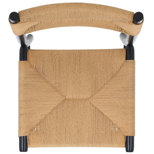Safavieh FLORYN Rope Dining Chair - Natural Woven Seat, Black Solid Wood Frame, Modern Comfort & Style DCH8805A-SET2