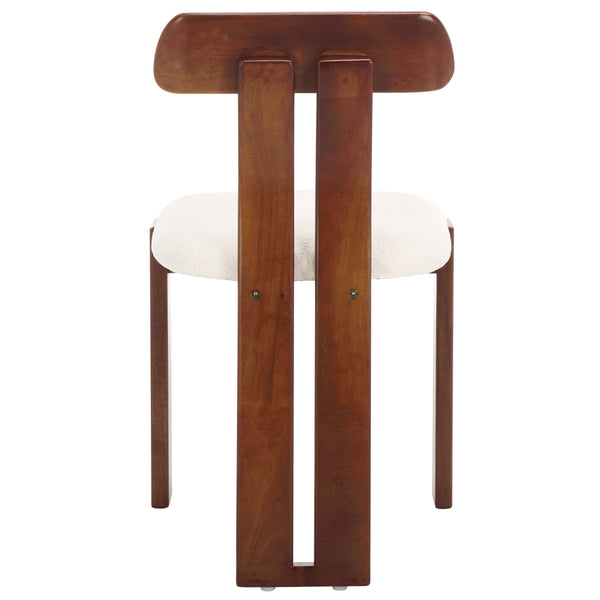 Safavieh Cayde Boucle Seat Dining Chair - Elegant Cream And Walnut Design For Stylish Dining Spaces Cream ,Walnut Wood,Fabric,Foam Dch8806a