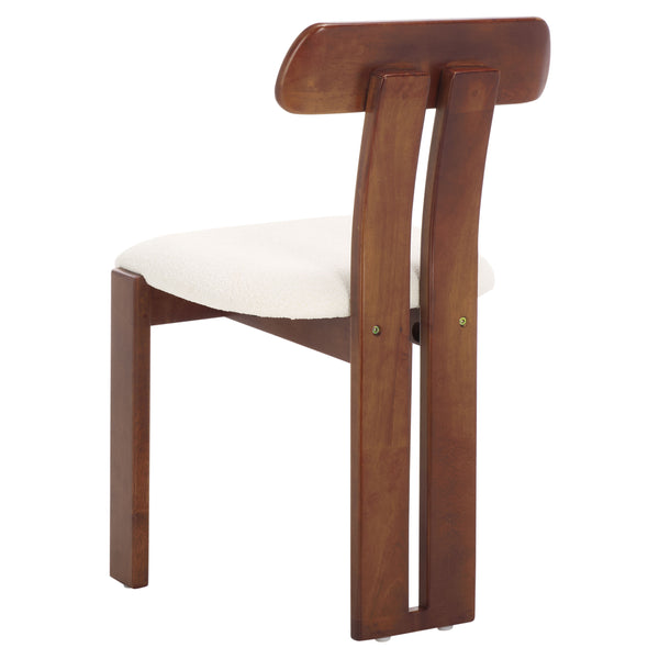 Safavieh Cayde Boucle Seat Dining Chair - Elegant Cream And Walnut Design For Stylish Dining Spaces Cream ,Walnut Wood,Fabric,Foam Dch8806a