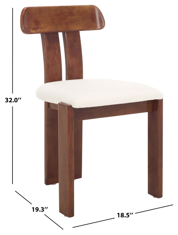 Safavieh Cayde Boucle Seat Dining Chair - Elegant Cream And Walnut Design For Stylish Dining Spaces Cream ,Walnut Wood,Fabric,Foam Dch8806a