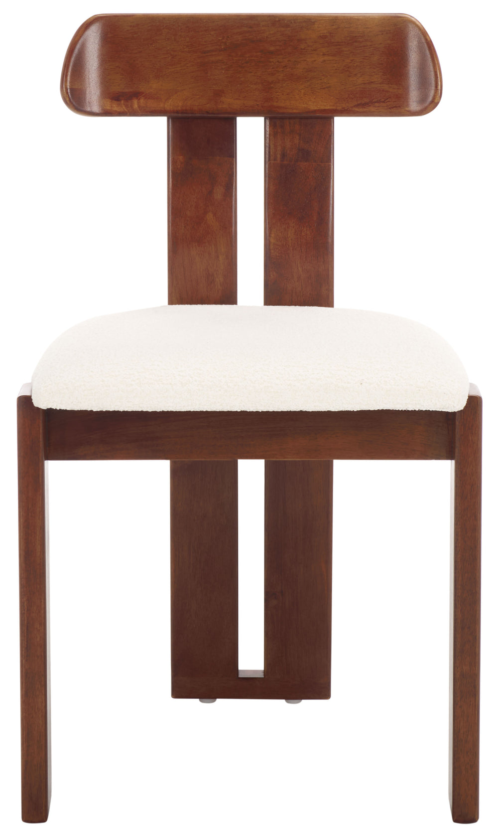 Safavieh Cayde Boucle Seat Dining Chair - Elegant Cream And Walnut Design For Stylish Dining Spaces Cream ,Walnut Wood,Fabric,Foam Dch8806a