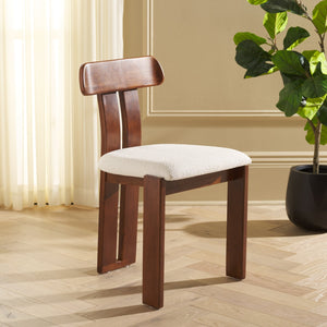 Safavieh Cayde Boucle Seat Dining Chair - Elegant Cream And Walnut Design For Stylish Dining Spaces Cream ,Walnut Wood,Fabric,Foam Dch8806a