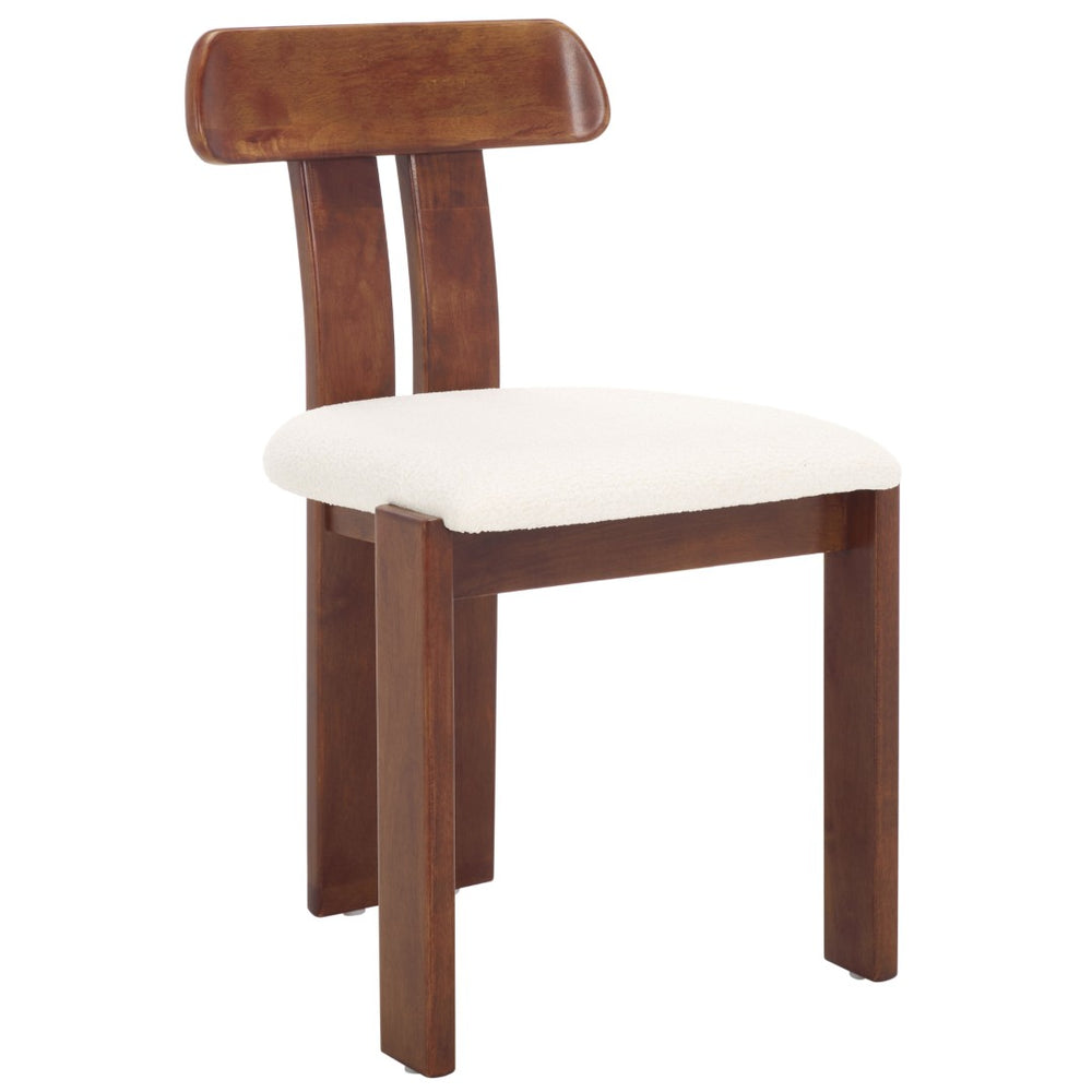 Safavieh Cayde Bouclé Seat Dining Chair - Modern Elegance With Plush Comfort And Rustic Walnut Frame Appeal Cream / Walnut DCH8806A