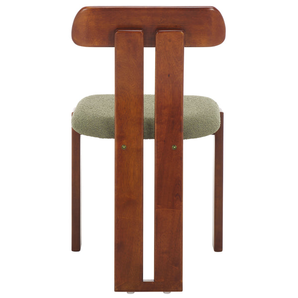 Safavieh Cayde Boucle Seat Dining Chair - Elegant Cream And Walnut Design For Stylish Dining Spaces Sage ,Walnut Wood,Fabric,Foam Dch8806b