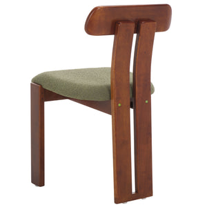 Safavieh Cayde Boucle Seat Dining Chair - Elegant Cream And Walnut Design For Stylish Dining Spaces Sage ,Walnut Wood,Fabric,Foam Dch8806b