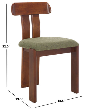Safavieh Cayde Boucle Seat Dining Chair - Elegant Cream And Walnut Design For Stylish Dining Spaces Sage ,Walnut Wood,Fabric,Foam Dch8806b