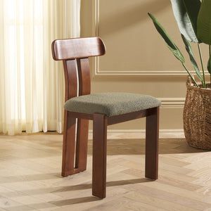 Safavieh Cayde Boucle Seat Dining Chair - Elegant Cream And Walnut Design For Stylish Dining Spaces Sage ,Walnut Wood,Fabric,Foam Dch8806b