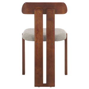 Safavieh Cayde Boucle Seat Dining Chair - Elegant Cream And Walnut Design For Stylish Dining Spaces Grey ,Walnut Wood,Fabric,Foam Dch8806c