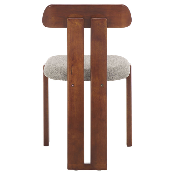 Safavieh Cayde Boucle Seat Dining Chair - Elegant Cream And Walnut Design For Stylish Dining Spaces Grey ,Walnut Wood,Fabric,Foam Dch8806c