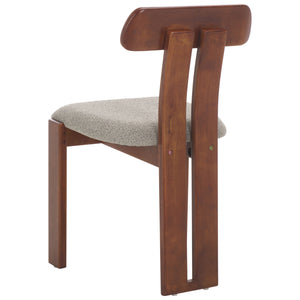 Safavieh Cayde Boucle Seat Dining Chair - Elegant Cream And Walnut Design For Stylish Dining Spaces Grey ,Walnut Wood,Fabric,Foam Dch8806c