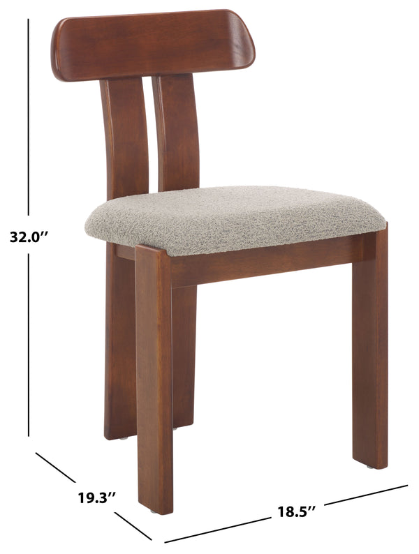 Safavieh Cayde Boucle Seat Dining Chair - Elegant Cream And Walnut Design For Stylish Dining Spaces Grey ,Walnut Wood,Fabric,Foam Dch8806c