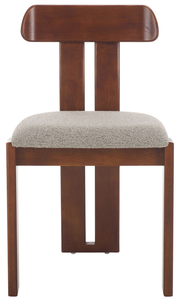 Safavieh Cayde Boucle Seat Dining Chair - Elegant Cream And Walnut Design For Stylish Dining Spaces Grey ,Walnut Wood,Fabric,Foam Dch8806c