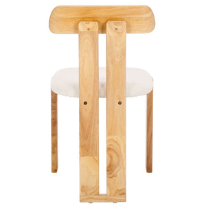 Safavieh Cayde Boucle Seat Dining Chair - Elegant Cream And Walnut Design For Stylish Dining Spaces Cream ,Light Blonde Wood,Fabric,Foam Dch8806d