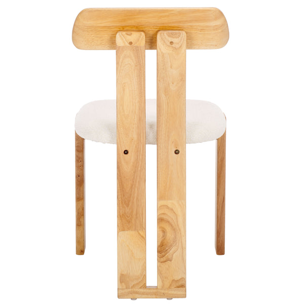 Safavieh Cayde Boucle Seat Dining Chair - Elegant Cream And Walnut Design For Stylish Dining Spaces Cream ,Light Blonde Wood,Fabric,Foam Dch8806d