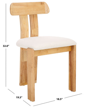 Safavieh Cayde Boucle Seat Dining Chair - Elegant Cream And Walnut Design For Stylish Dining Spaces Cream ,Light Blonde Wood,Fabric,Foam Dch8806d