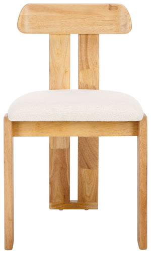 Safavieh Cayde Boucle Seat Dining Chair - Elegant Cream And Walnut Design For Stylish Dining Spaces Cream ,Light Blonde Wood,Fabric,Foam Dch8806d