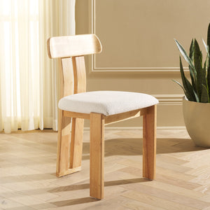 Safavieh Cayde Boucle Seat Dining Chair - Elegant Cream And Walnut Design For Stylish Dining Spaces Cream ,Light Blonde Wood,Fabric,Foam Dch8806d