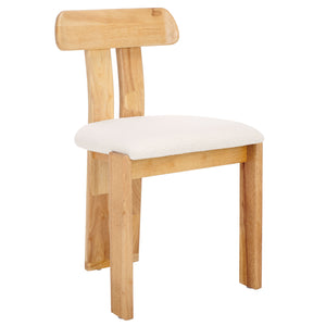 Safavieh Cayde Boucle Seat Dining Chair - Elegant Cream And Walnut Design For Stylish Dining Spaces Cream ,Light Blonde Wood,Fabric,Foam Dch8806d